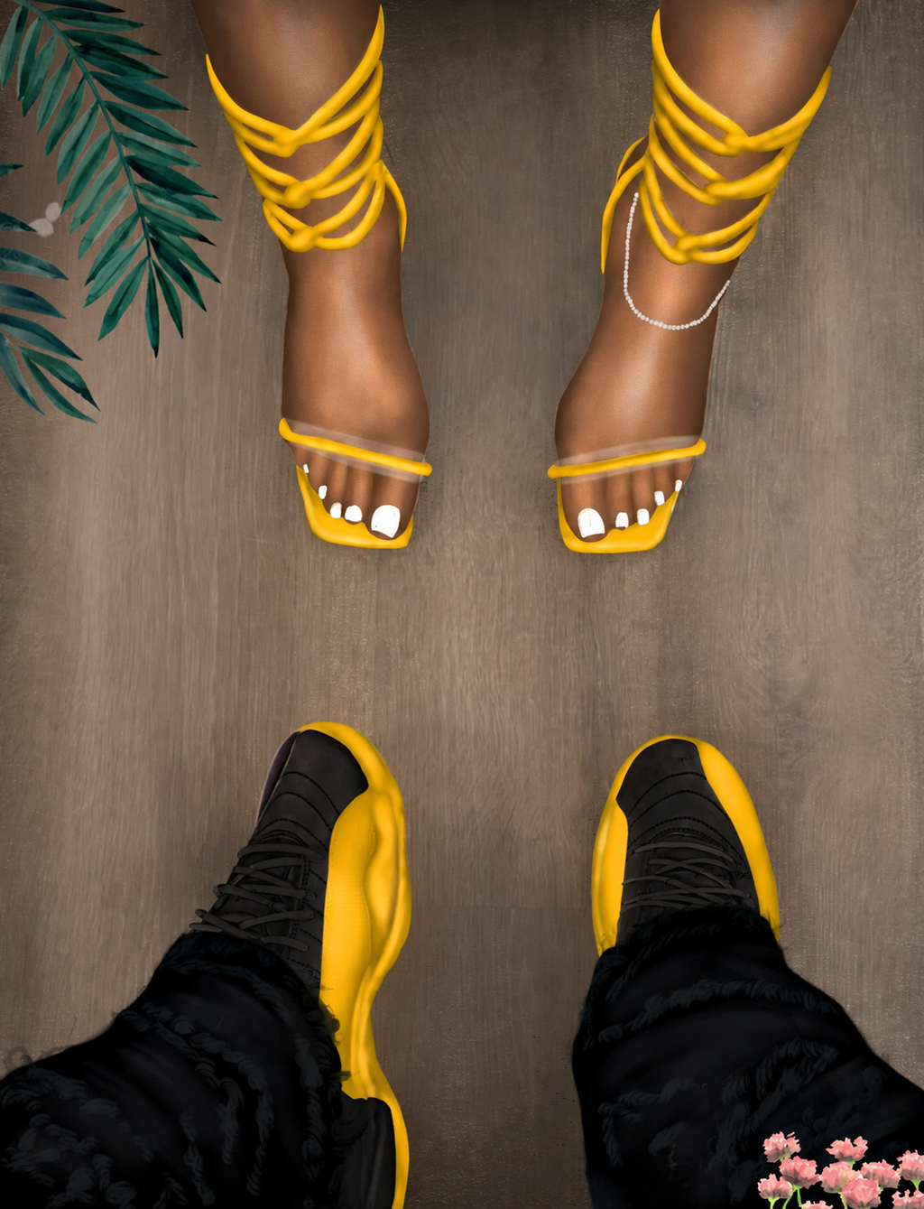 Jordan 12 and Heels "YELLOW"
