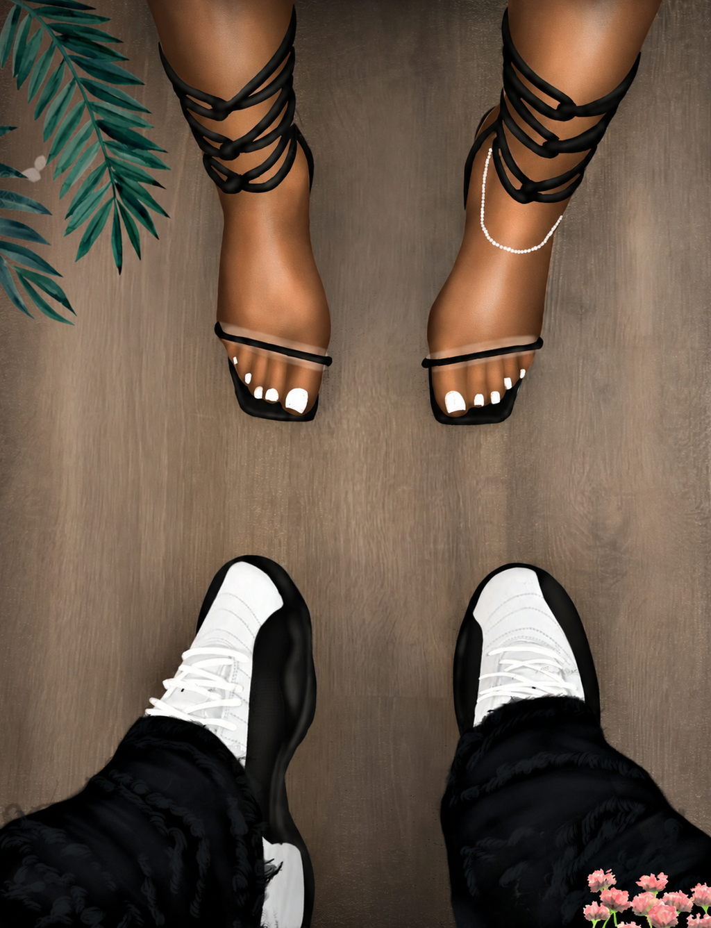 Jordan 12 and Heels "BLACK"