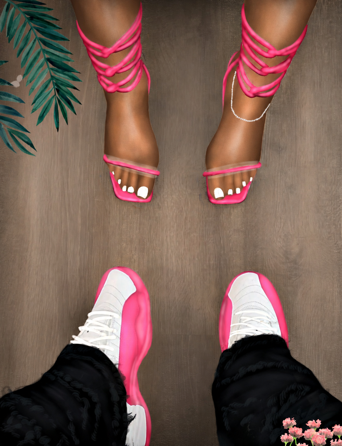 Jordan 12 and Heels "PINK"
