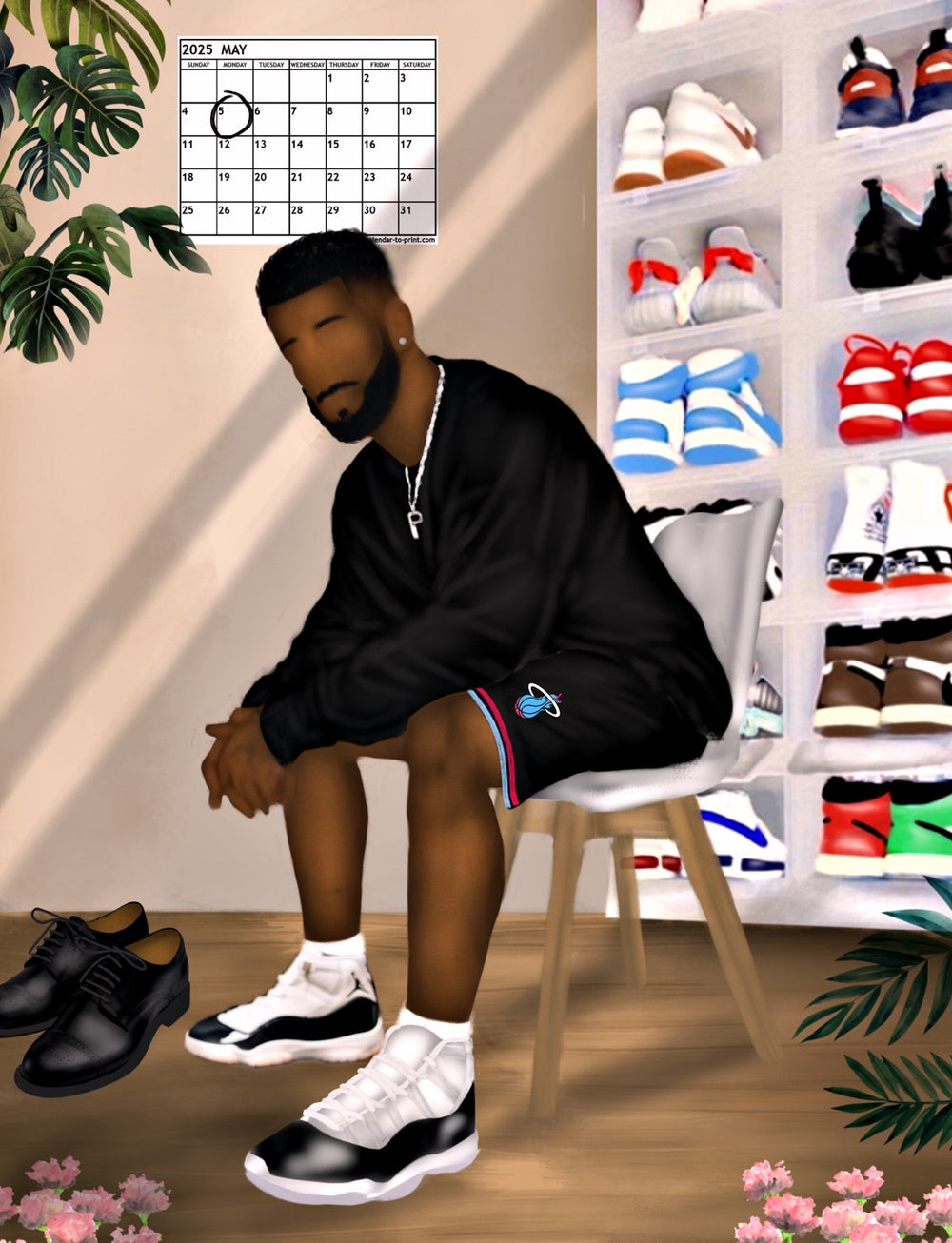 Personal portrait with sneaker collection by Aaronya