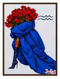 Aquarius Written in Bloom zodiac wall art — framed display on white