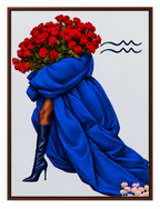 Aquarius Written in Bloom zodiac wall art — framed display on white