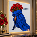 Aquarius Written in Bloom zodiac wall art — canvas close-up