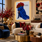 Aquarius Written in Bloom zodiac wall art — living room view