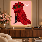 Aries Written in Bloom zodiac canvas styled display