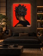 BANTU MEN 30x40 canvas in a luxury Japanese urban bedroom