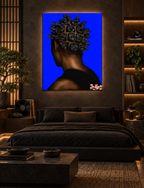BANTU MEN blue canvas in a luxury Japanese urban bedroom