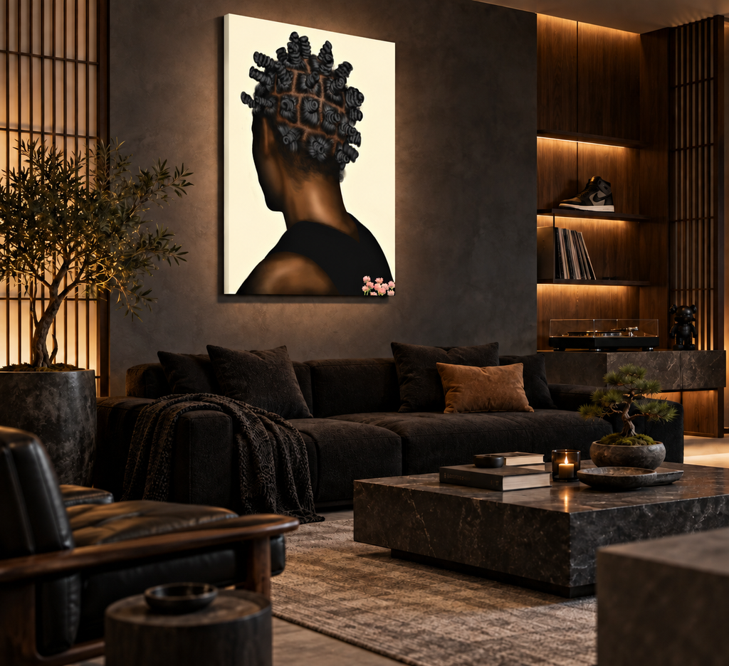 BANTU MEN cream canvas in a masculine Japanese urban lounge