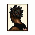 BANTU MEN cream wall art in thin brown frame on white background