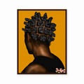 BANTU MEN gold wall art in thin brown frame on white background