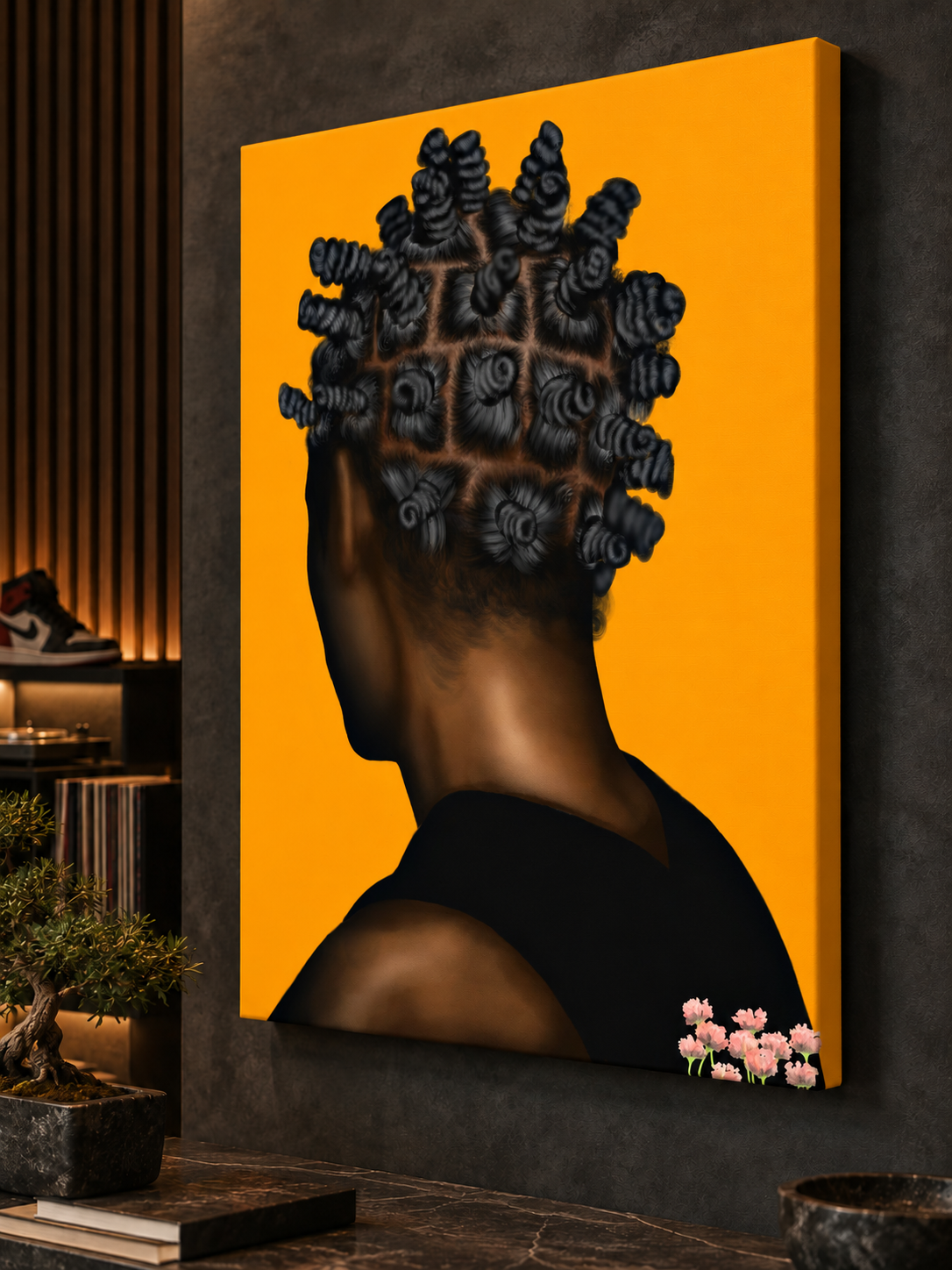 Close-up of BANTU MEN orange gallery-wrapped canvas