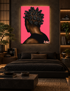 BANTU MEN pink canvas in a luxury Japanese urban bedroom