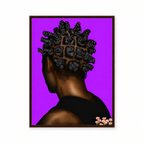 BANTU MEN purple wall art in thin brown frame on white background