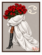Cancer Written in Bloom zodiac wall art — framed display on white