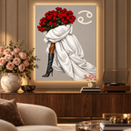 Cancer Written in Bloom zodiac wall art — styled canvas display