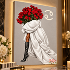 Cancer Written in Bloom zodiac wall art — canvas close-up