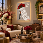 Cancer Written in Bloom zodiac wall art — living room view