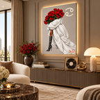 Cancer Written in Bloom zodiac wall art — angled room view