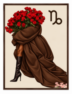 Capricorn Written in Bloom zodiac wall art — framed display on white