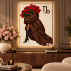 Capricorn Written in Bloom zodiac wall art — styled canvas display