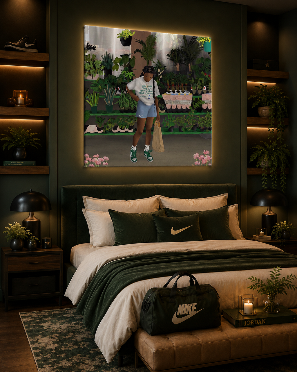 FLOWER SHOP wall art shown from the left