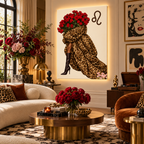 Leo Written in Bloom zodiac wall art — living room view