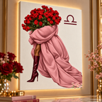Libra Written in Bloom zodiac wall art — canvas close-up