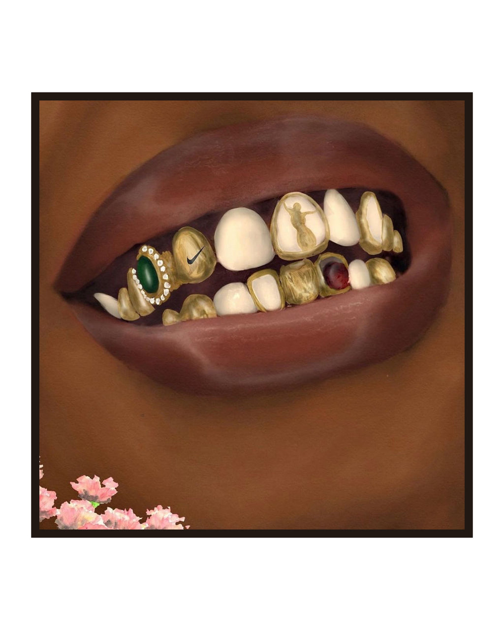 LIPS Poster in a slim dark frame on a pure white background