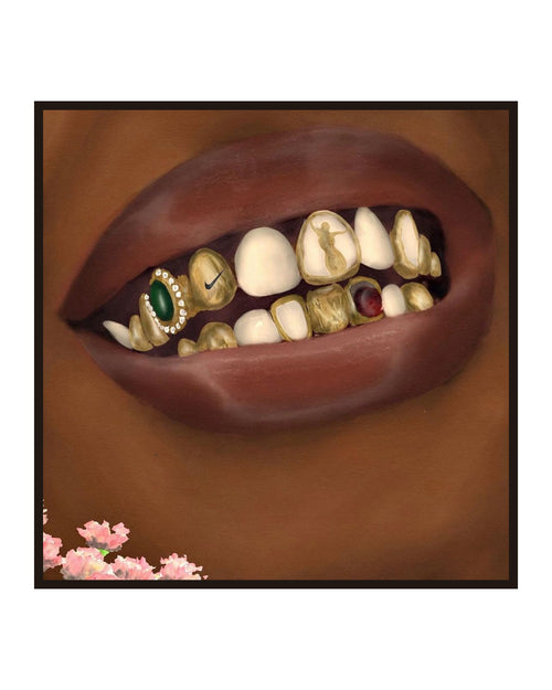 LIPS Poster in a slim dark frame on a pure white background