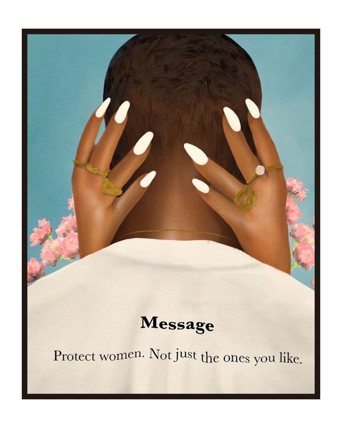 PROTECT Poster in a slim dark frame on a pure white background