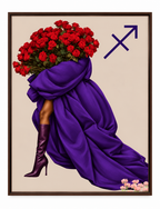 Sagittarius Written in Bloom zodiac wall art — framed display on white
