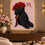Scorpio Written in Bloom zodiac wall art — styled canvas display