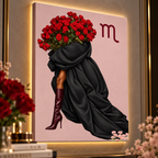 Scorpio Written in Bloom zodiac wall art — canvas close-up