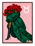 Taurus Written in Bloom zodiac wall art — framed display on white