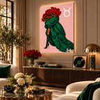 Taurus Written in Bloom zodiac wall art — angled room view