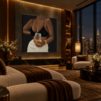 Unwine Chocolate Black canvas luxury room left angle mockup