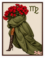 Virgo Written in Bloom zodiac wall art — framed display on white