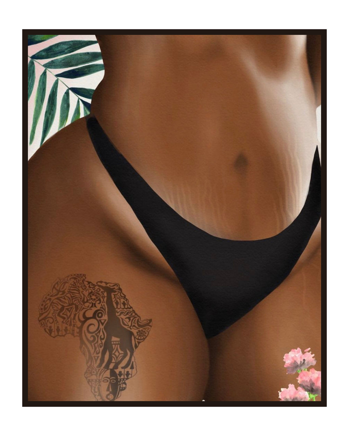 VOLUPTUOUS Poster in a slim dark frame on a pure white background