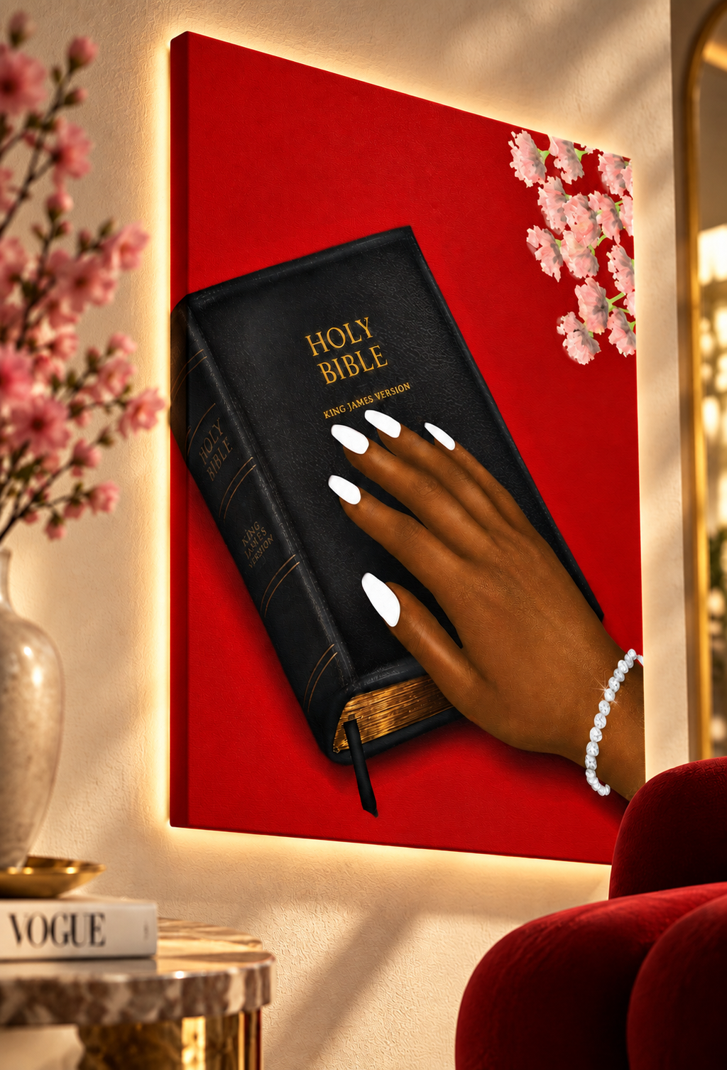 Woman of Faith frameless canvas detail angle