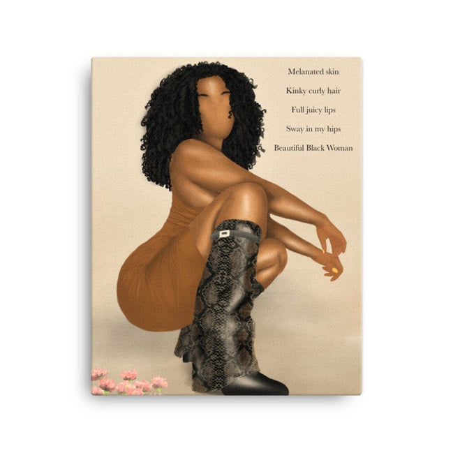 Beautiful Black Woman Canvas - Aaronya Paints